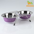 Набор из 2 цветных мисок на подставке, 2×350 мл - Фото 1