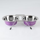 Набор из 2 цветных мисок на подставке, 2×350 мл - Фото 2