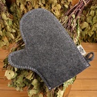 Набор для бани, 5 предметов: шапка, коврик, рукавица, тапочки, сумка, шерсть 30%, полиэфир 70%, тёмный, «Добропаровъ» - Фото 4