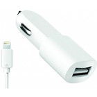 Автомобильное зарядное устройство OLMIO (038704) USB 2.1 A + кабель Apple 8-pin, белый - фото 51448509