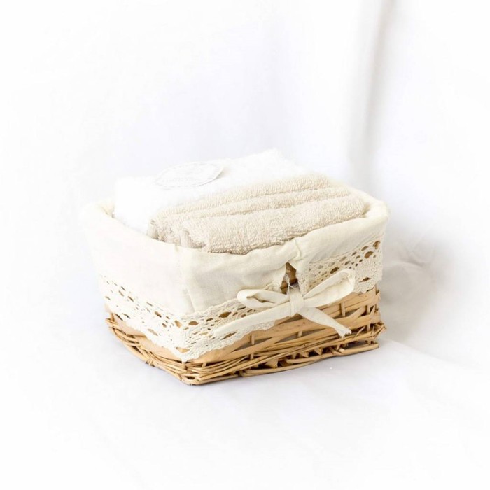 Комплект махровых полотенец «Оджи», размер 30 × 30 см - 6 шт, капучино