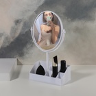 Зеркало с подставкой для хранения «Овал», двустороннее, с увеличением, зеркальная поверхность 13 × 16 см, цвет МИКС - фото 320347961