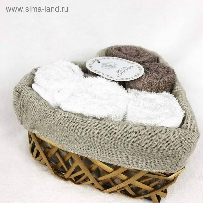 Комплект махровых полотенец «Амур», размер 30х30 см - 6 шт, цвет кофе - Фото 1