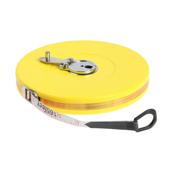 Рулетка геодезическая ТУНДРА, фиберглассовая лента, закрытый корпус, 50 м × 13 мм
