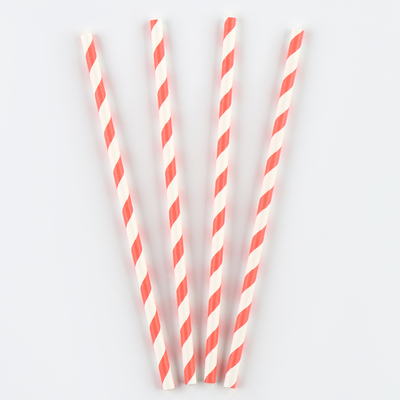Трубочка для коктейля «Спираль», набор 25 шт., бело-розовая