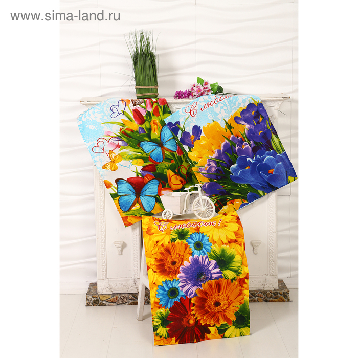 Набор полотенец DomoVita «Цветник», 45х60 см — 3 шт - Фото 1
