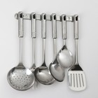 Набор кухонных принадлежностей «Стандарт», 6 предметов, на подвесе, цвет серебряный - фото 8778125