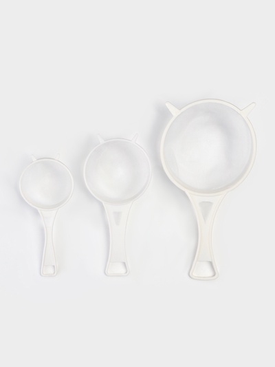 Сито для просеивания с ручками Доляна, набор 3 шт., d=6.5/8/11.5 см, белый