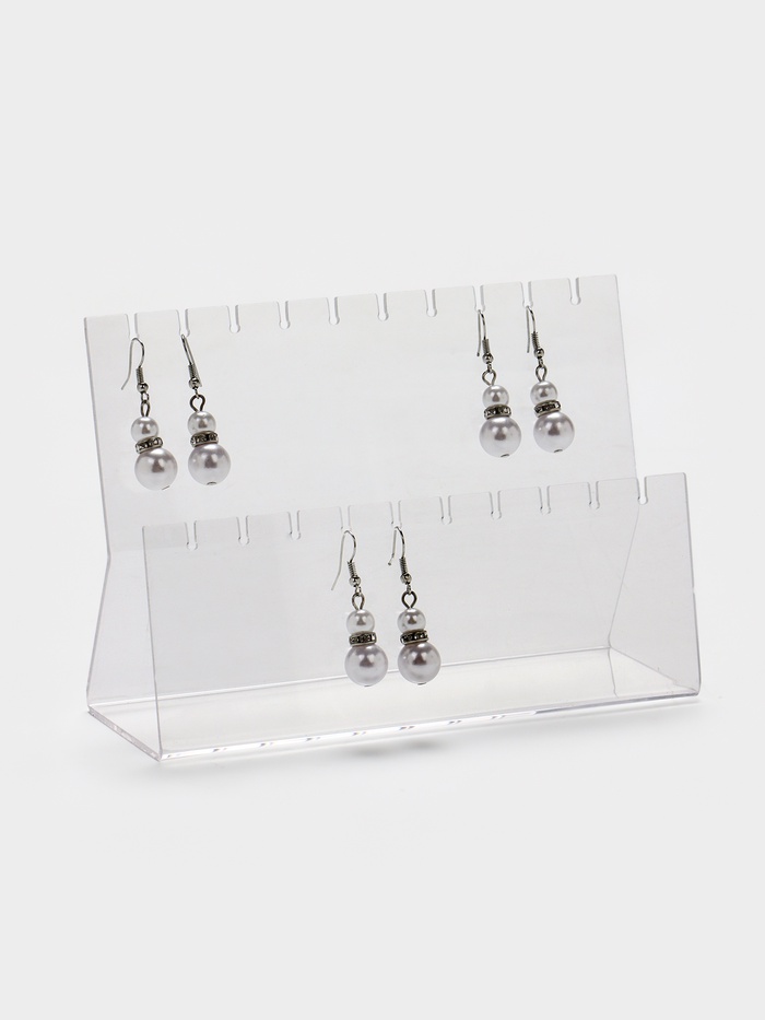 Подставка под серёжки на 10 пар, 2 ряда, 16×6.5×11, оргстекло 2 мм - Фото 1