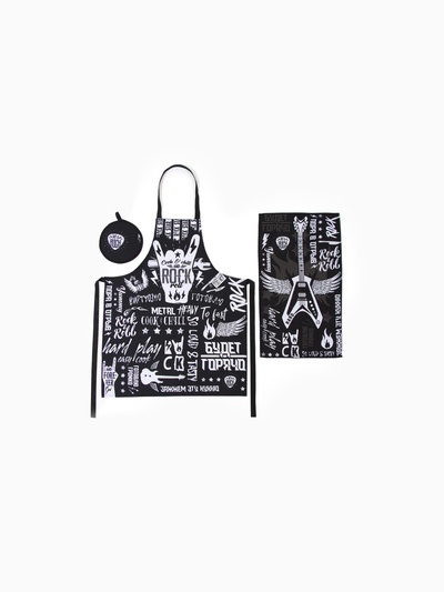 Кухонный набор «Доляна» Rock'n'roll: фартук 60×70 см, прихватка 20×20 см, полотенце 35×60 см