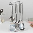 Набор кухонных принадлежностей «Металлик», 6 предметов, на подставке - фото 5805633