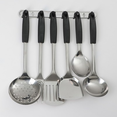 Набор кухонных принадлежностей «Ночь», 6 предметов, на подвесе, серебристый