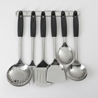 Набор кухонных принадлежностей «Ночь», 6 предметов, на подвесе, серебристый - Фото 2