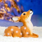 Садовая фигура "Лежащий оленёнок" из полистоуна Хорошие сувениры, 24 см, средняя, коричневая - фото 3349486