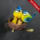 Подвесной декор "Гнездо с синицами" 15х12х12см - фото 4558188