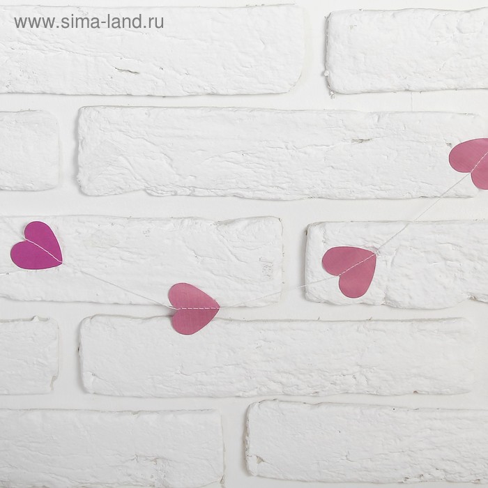 Гирлянда «Сердечки», 200 см, цвет розовый - Фото 1