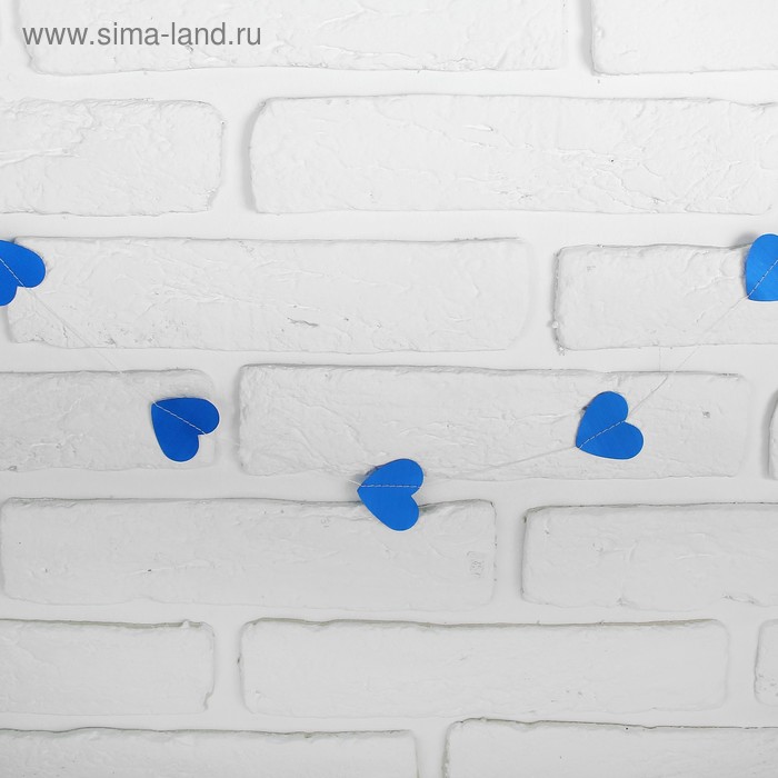 Гирлянда «Сердечки», 200 см, цвет синий - Фото 1