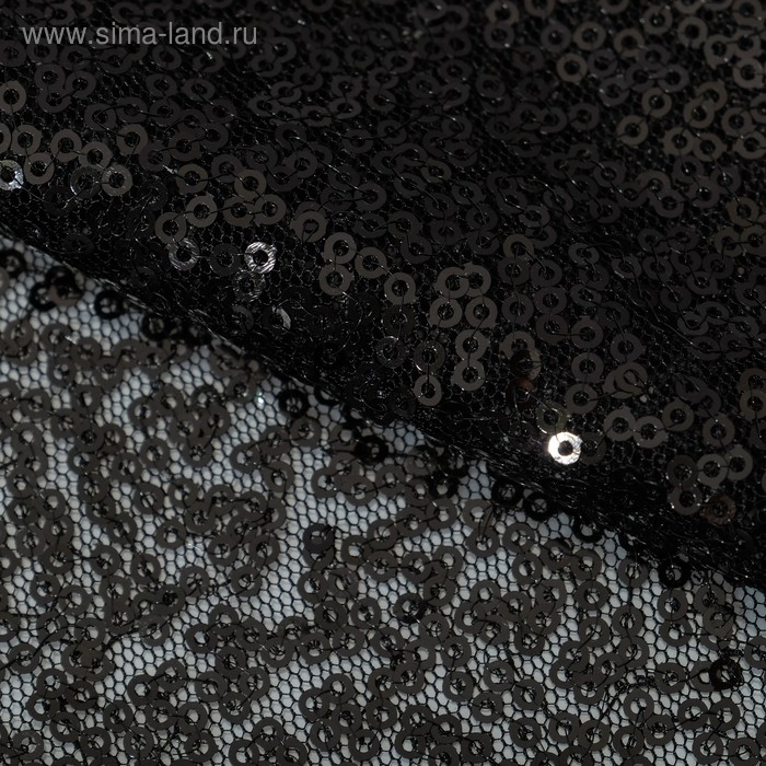 Ткань для пэчворка с пайетками «Черная», 33 х 33 см - Фото 1