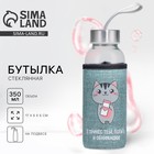 Бутылка для воды стеклянная в чехле «Котик», 350 мл - Фото 1