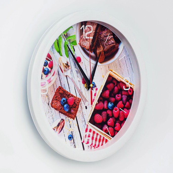 Часы настенные, d-28 см, кухонные, "Ягодный завтрак", бесшумные - фото 1925959438