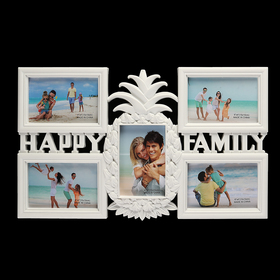 Фоторамка-коллаж на 5 фото 10×15 см «Ананас», пластик, белая, 30.5×50 см