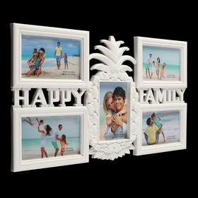 Фоторамка-коллаж на 5 фото 10×15 см «Ананас», пластик, белая, 30.5×50 см