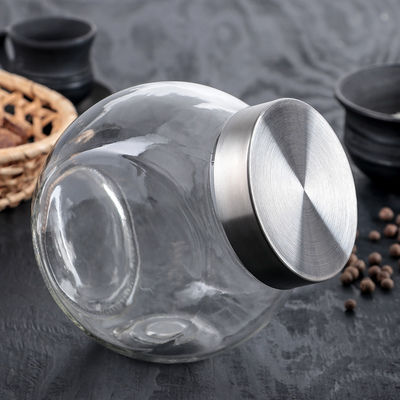 Банка стеклянная для сыпучих продуктов Доляна «Металлик», 1,3 л, 13,5×10×15,5 см