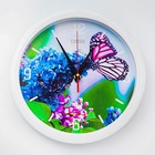 Часы настенные, интерьерные "Бабочка на цветке", бесшумные, d-28 см - фото 2548959
