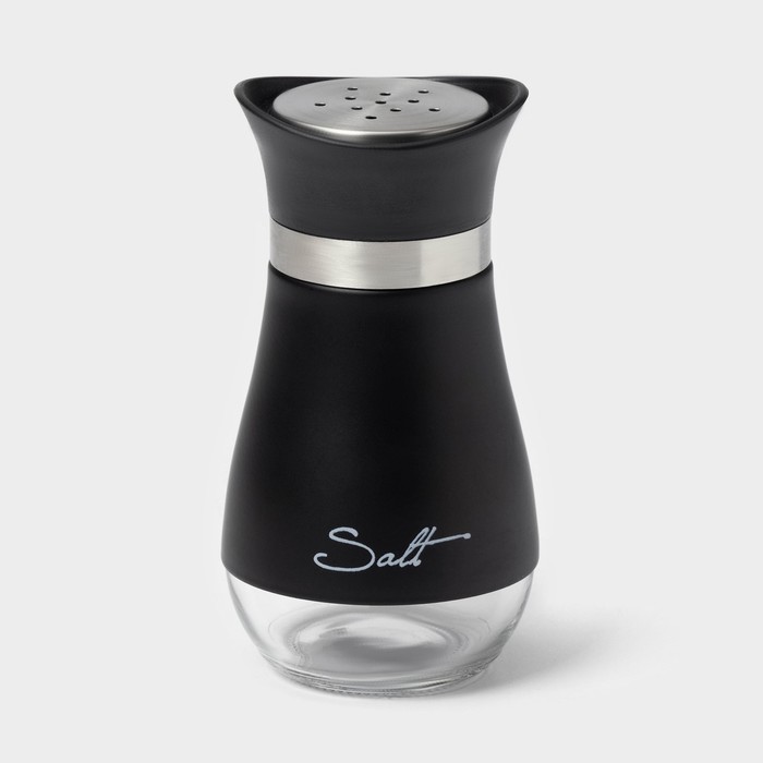 Солонка «Сияние», 5.5×5×11 см, стекло, чёрная - Фото 1