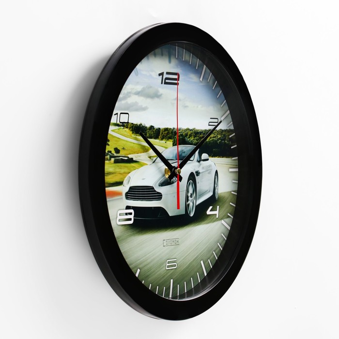 Часы настенные, d-28 см, интерьерные "Спортивное авто", бесшумные - фото 1906980095