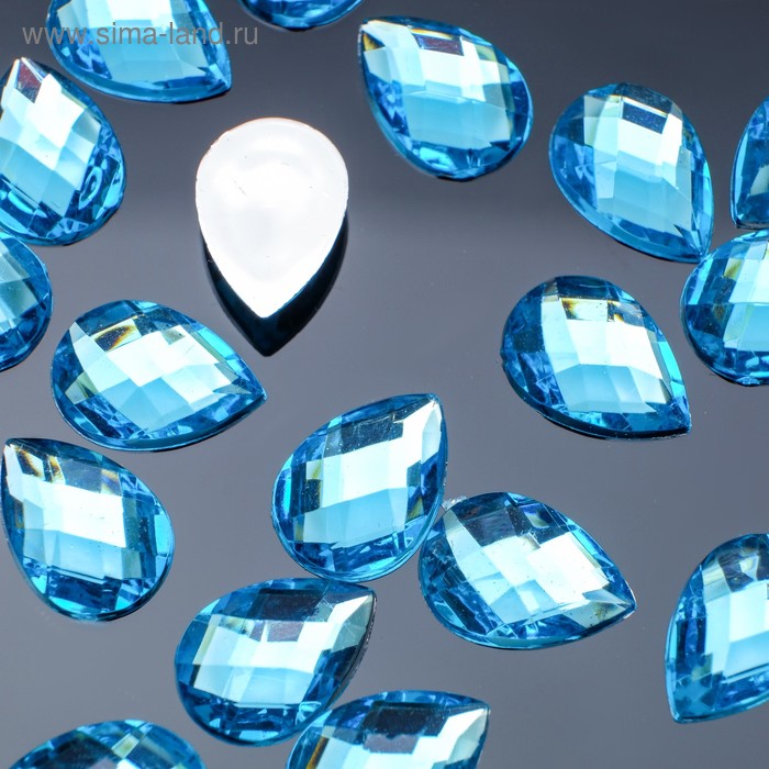 Стразы плоские капля, 10*14 мм, (набор 20шт), цвет небесно-синий - Фото 1