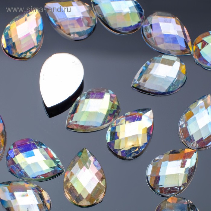 Стразы плоские капля, 10*14 мм, (набор 20шт), цвет радужный - Фото 1