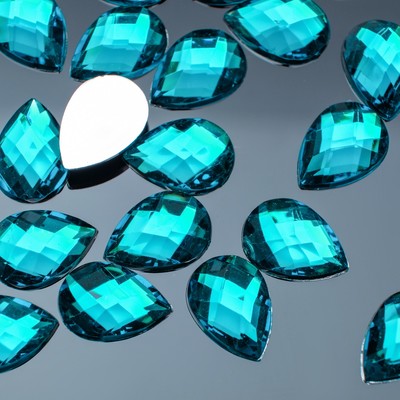 Стразы плоские капля, 10*14 мм, (набор 20шт), цвет морской