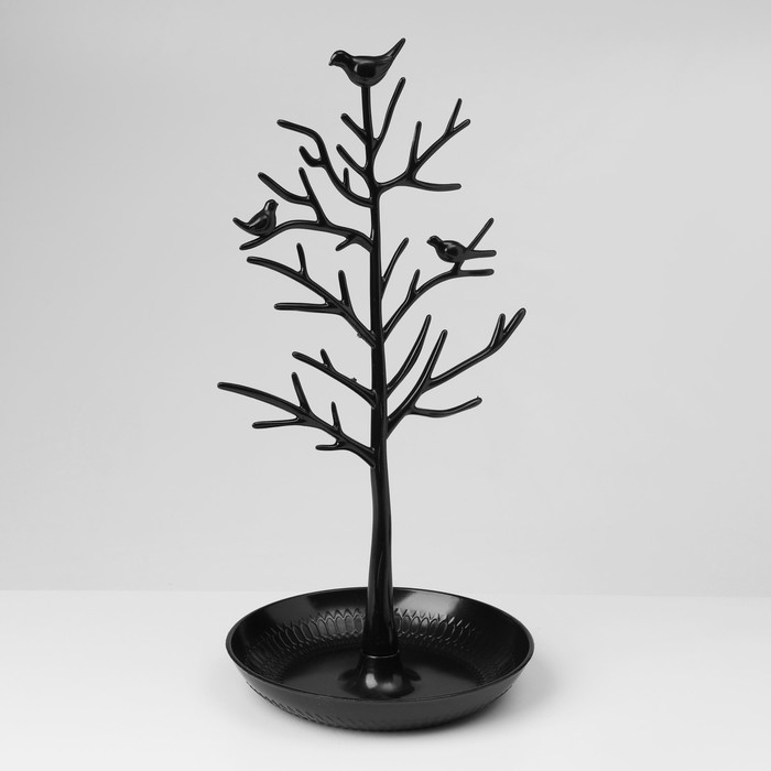 Подставка для украшений «Птички на дереве», 15,5×15,5×32 см, цвет чёрный - фото 1905530971