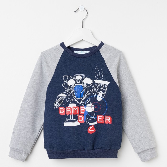 Свитшот KAFTAN "Game over" р.32 (110-116 см), синий/серый - Фото 1