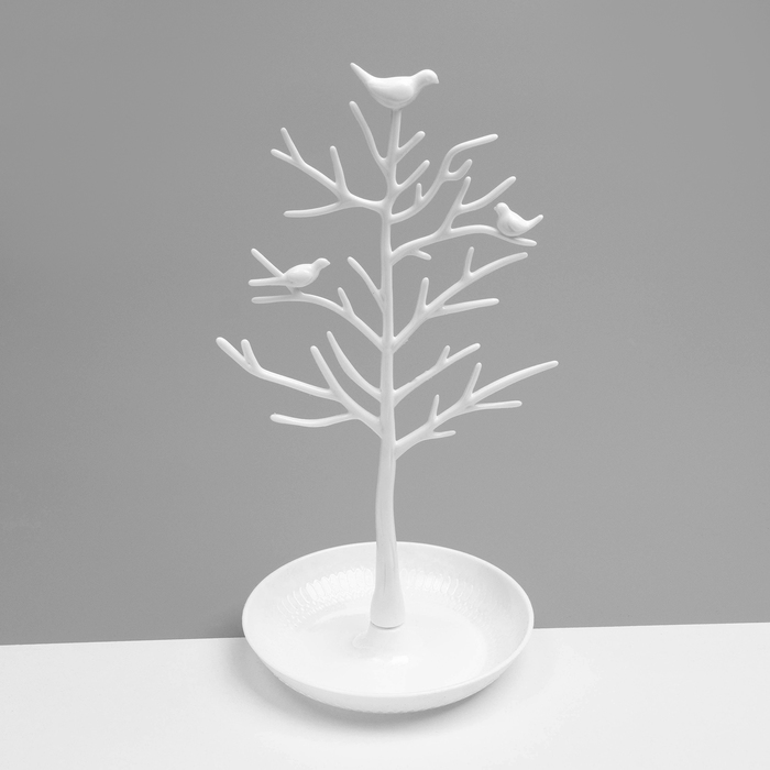 Подставка для украшений «Птички на дереве», 15.5×15.5×32 см, белая - Фото 1