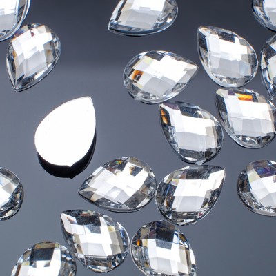 Стразы плоские капля, 10*14 мм, (набор 20шт), цвет белый