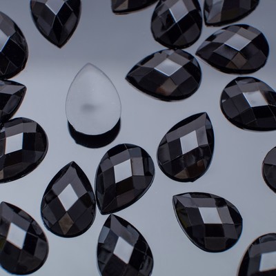 Стразы плоские капля, 10*14 мм, (набор 20шт), цвет черный