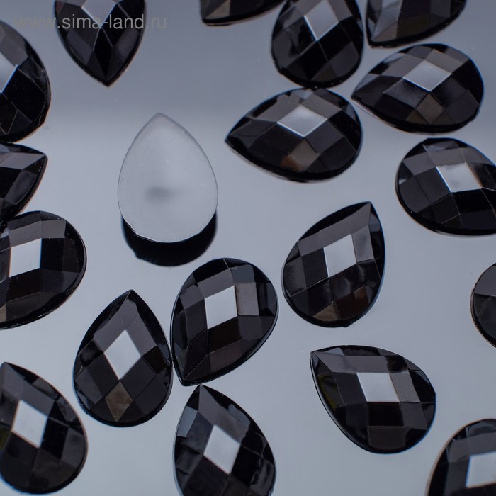 Стразы плоские капля, 10*14 мм, (набор 20шт), цвет черный - Фото 1