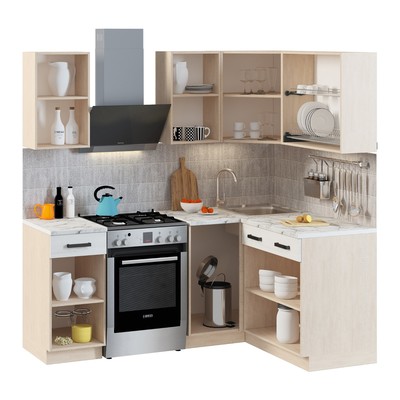 Кухонный гарнитур угловой «Алиса» Loft №2, 1400×1400 мм, цвет дуб сонома/ сосна белая Loft