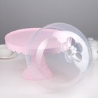 Подставка для торта и капкейков с крышкой 32.5×32.5×34 см, розовая - Фото 4