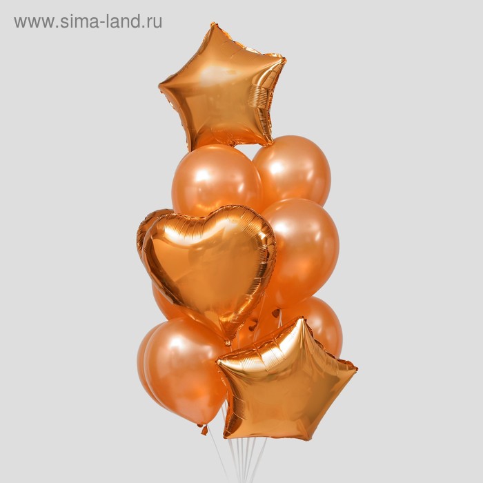 Букет из шаров «Праздничный», фольга, латекс, в наборе 12 шт., цвет розовое золото - Фото 1