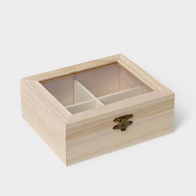 Ящик для хранения чайных пакетиков Доляна «Цейлон», 4 ячейки, 16×13,8×6,5 см