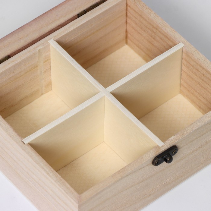 Ящик для хранения чайных пакетиков «Цейлон», 4 ячейки, 16×13,8×6,5 см - фото 1899658070