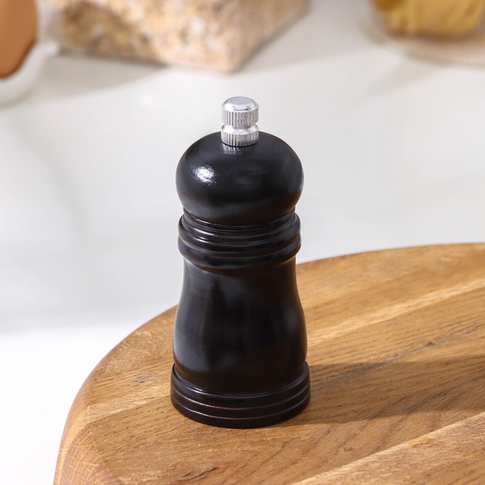 Мельница для специй Доляна, 10,5×4,5 см, металлический механизм, цвет чёрное дерево - Фото 1