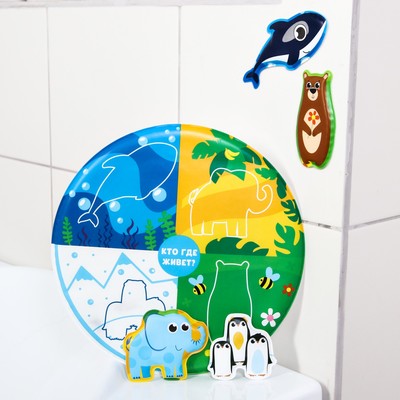 Игрушка развивающая для ванны «Соответствие», основа, 4 стикера, МИКС, Крошка Я