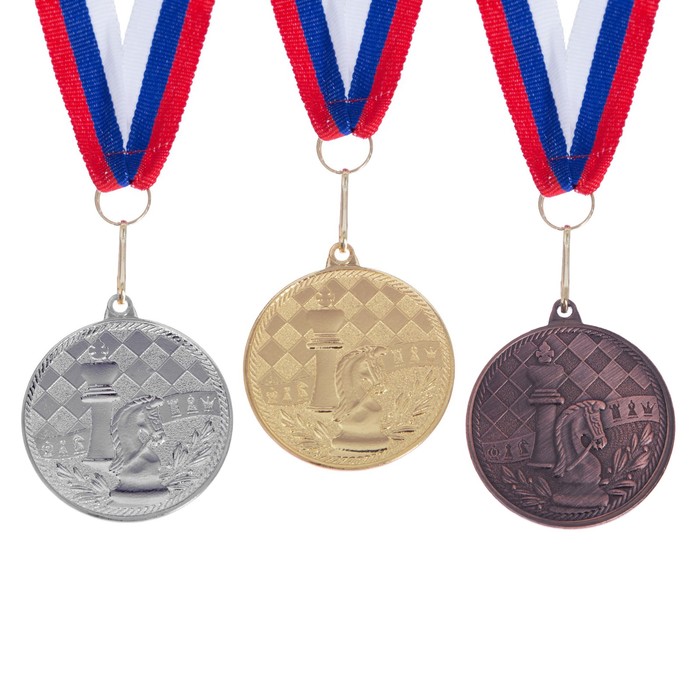 Медаль тематическая «Шахматы», золото, d=4 см - фото 1906980581