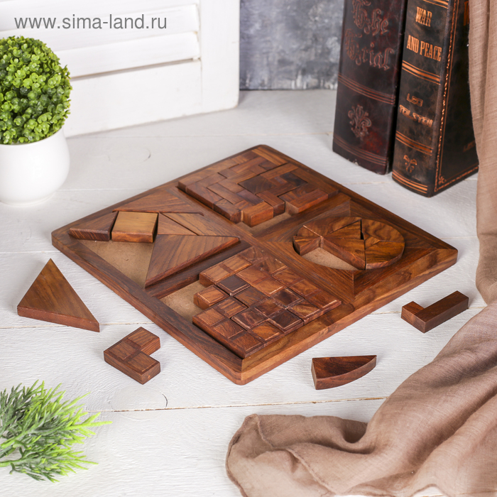 Набор головоломок дерево 25х25х1,7 см - Фото 1