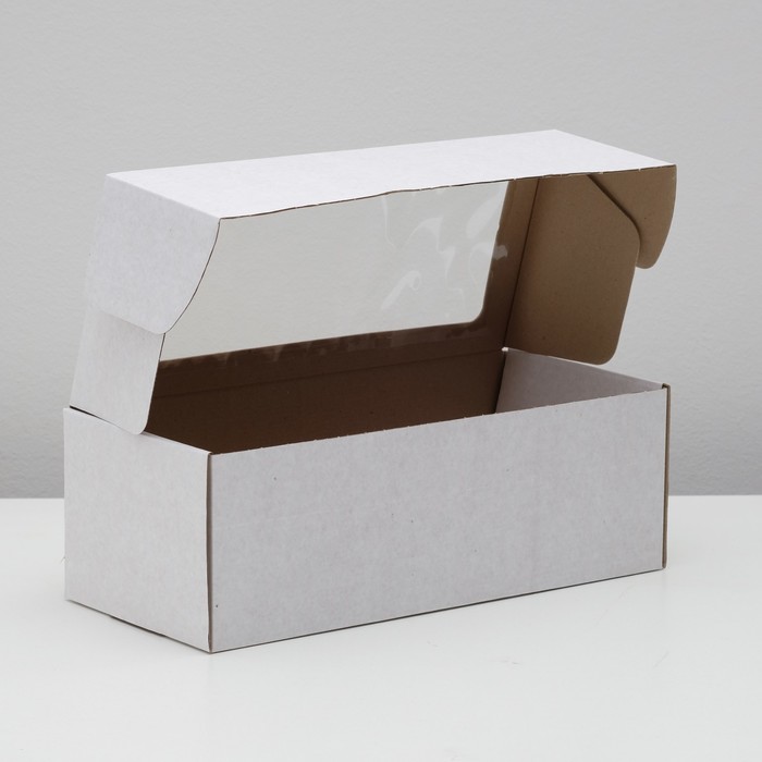Коробка самосборная, с окном, белая, 16 х 35 х 12 см - фото 1877480530