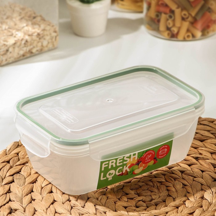 Контейнер пищевой с герметичной крышкой, 1 л, прозрачный, крышка МИКС - Фото 1